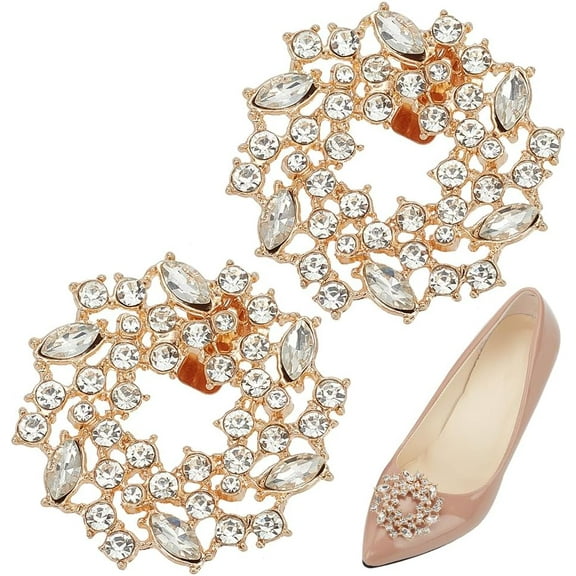 1 Pair Rhinestone Shoe Clips Flower Shape Rhinestone Shoe Clips Bridal Wedding Shoe Charms for diy