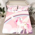 thumbnail image 2 of Manfei Kawaii Animal Unicorn Queen Sheet Sets,Colorful Rainbow Flat Sheet,Gold Glitter Print Stars Queen Fitted Sheet For Girls Kids,Super Cozy Room Decor,4-Piece, 2 of 7