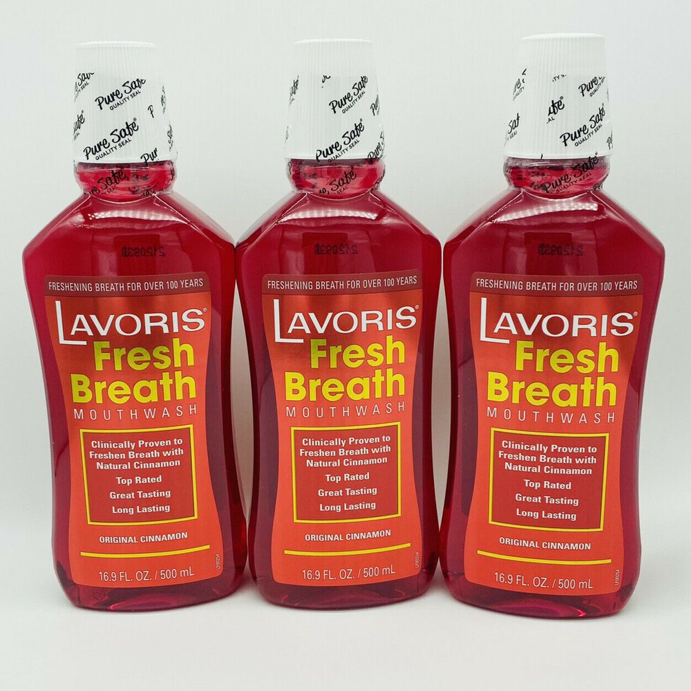 3x Cinnamon Original Lavoris Fresh Breath Mouthwash 3 Pack of 16.9 oz