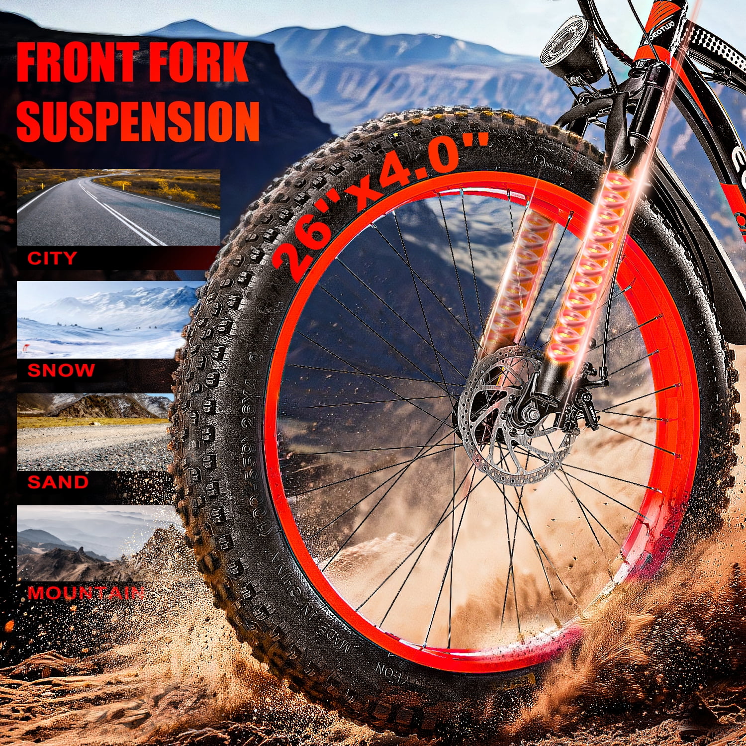 EOEOTWO 26" Fat Tire Electric Bike for Adults, 1500W Motor 34Mph, 48V 15Ah Battery 60Miles Range, Mountain Ebike, UL 2849 Certified