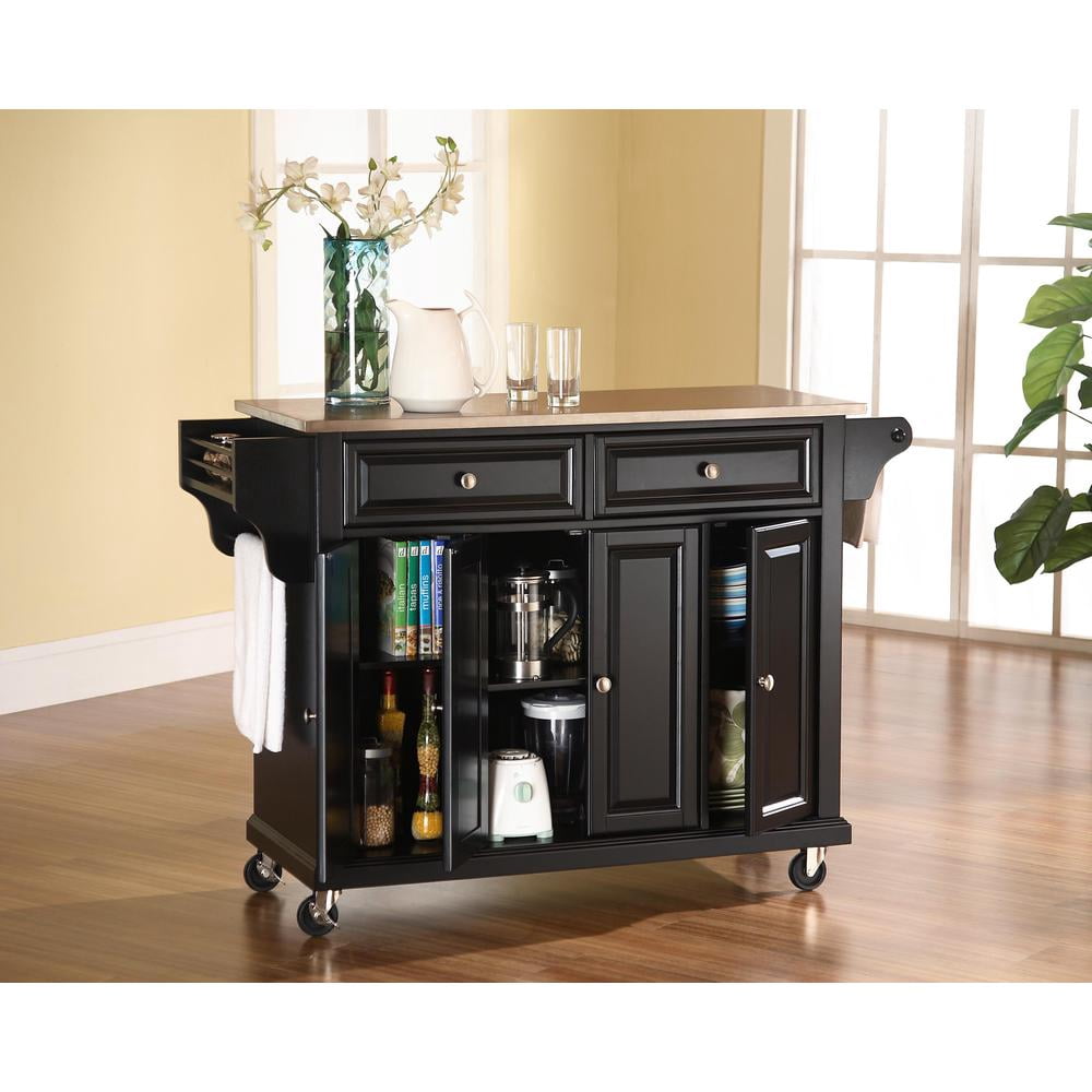 Crosley Brands Full Size Stainless Steel Top Kitchen Cart Black/Stainless Steel