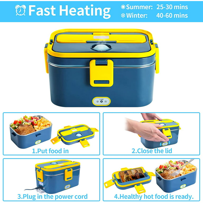 Electric Lunch Box Food Heater, 3 in 1 12V 24V 110V Leakproof Heated Lunch  Boxes for Adults, Portable Food Warmer for Car/Truck/Work, Self Heating  Lunch Box with 1.8L 304 Stainless Steel Container ($