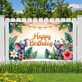 thumbnail image 7 of Happy Birthday Banner Elephant Decoration Tropical Leaves Polyester Material for Kids Party Animal Theme Birthday Celebration, 7 of 7