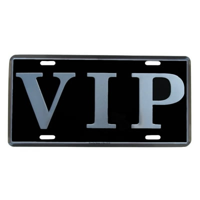 VIP Black Mirrored Embossed Aluminum License Plate US Made Car Truck Auto Tag VIP Black Mirrored Embossed Aluminum License Plate US Made Car Truck Auto Tag