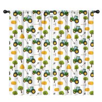 Blackout Kids Curtains,Cartoon Tractors Hay Bales White Pattern Childrens Insulated Curtains Set Of 2,Bedroom Essentials,Toddler Room Decor 42"x84"