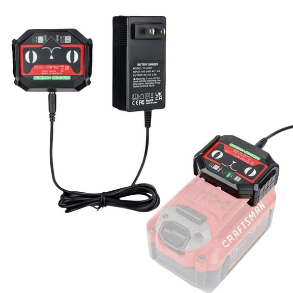 20V Replacement Lithium Battery Charger for CRAFTSMAN | 2.0A Fast Charging (Input 100-240V, 1.5M Cord)