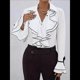 thumbnail image 5 of Camisa Informal con Mangas Acampanadas y Volantes de Color Liso para Mujer, y Otoño 2025 XL, 5 of 7