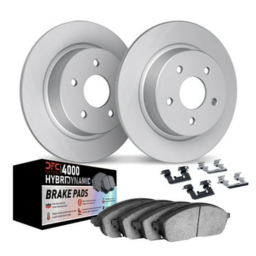 Dynamic Friction Company Rear Geospec Brake Rotors Kit | 4000 HybriDynamic Brake Pads includes Hardware 4812-42032