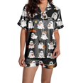 thumbnail image 6 of CQXIDFH Halloween Pajamas Women Plus Size Halloween Pumpkin Print Short Sleeve Button Top and Shorts Set Cute Sleepwear Pjs Lounge Set, 6 of 8