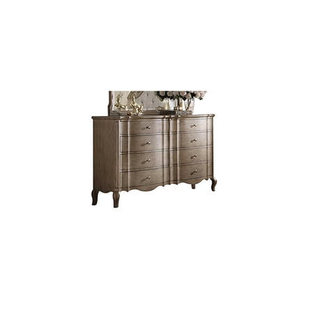 Elegant Dresser - 64 Wide Storage Chest - Antique Taupe Finish - Modern Bedroom Furniture