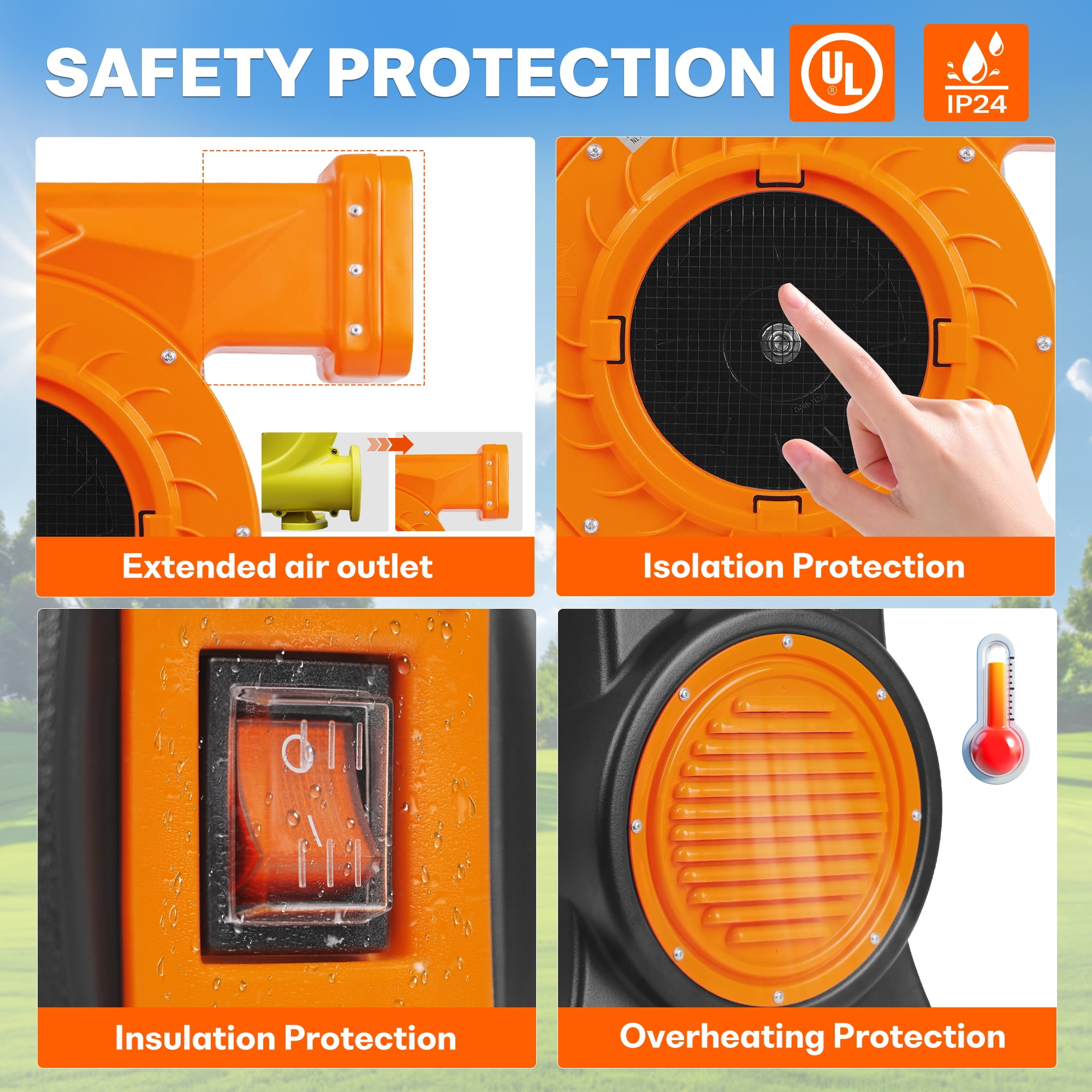 2HP 1500W Inflatabe Blower High Power Commercial Air Fan for Inflatable Bounce House Castle, Water Slides and Inflatable Bouncers