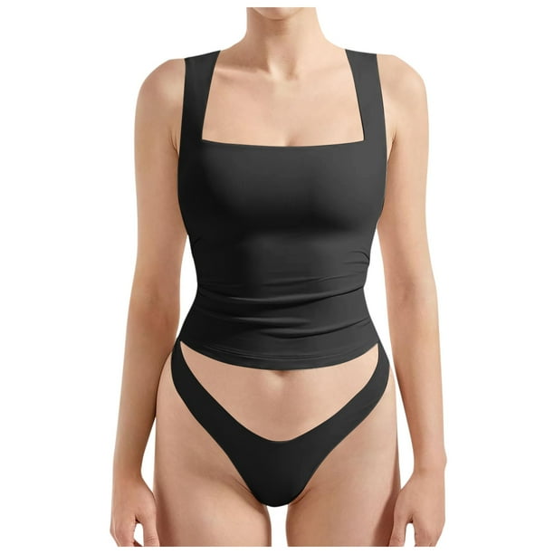 Camiseta sin mangas sexy con cuello cuadrado y espalda descubierta, tirantes ajustables, ropa de club, para mujer - XS-XL