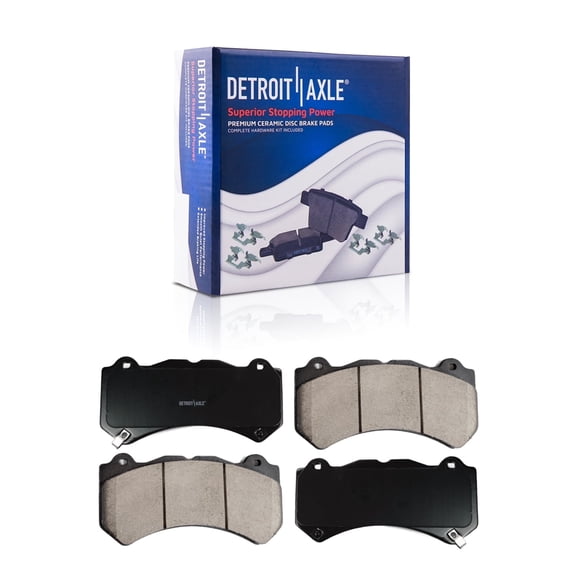 Detroit Axle - Front Brake Pads for Jeep Grand Cherokee Dodge Challenger Charger Chevy Camaro Cadillac CTS ATS Rivian R1S R1T, Ceramic Brake Pads with Hardware Replacement
