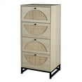thumbnail image 3 of Set of 2 Natural Rattan 4 Drawer Dresser, Rattan Cabinet Storage for Bedroom, Tall Chest of Dressers with Metal Legs for Living Room, Hallway, Entryway, Home Office, Natural Oak, 3 of 5