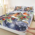 thumbnail image 3 of Feelyou Christmas Robin Full Size Sheets, Winter Plant Fruit Bed Sheets, Dreamy Fairy Tale Sheet Sets, Super Cozy Room Decor,4 Pieces, 3 of 7