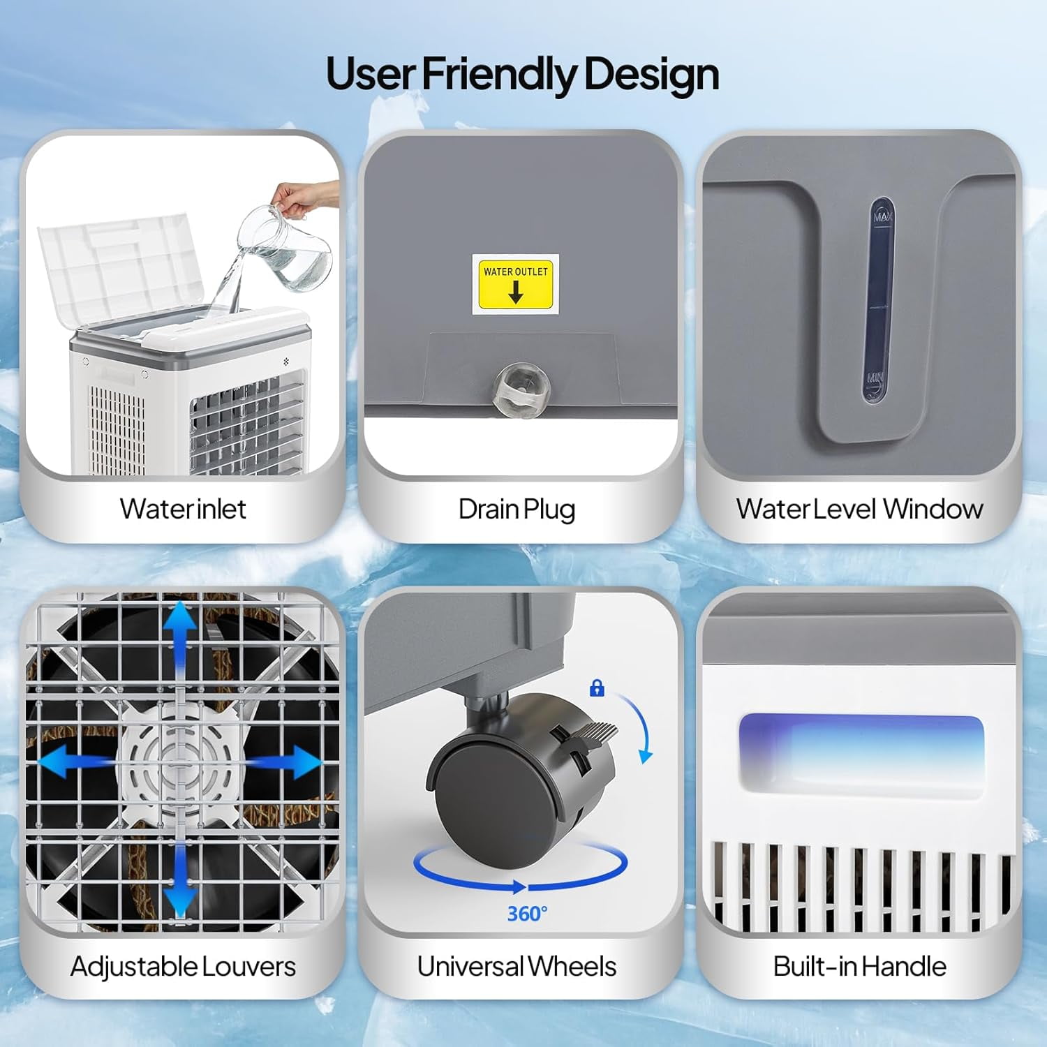 VINGLI 5.2 Gal Portable Air Cooler, 1400CFM Evaporative Swamp Cooler with Oscillation, Remote, 3 Speeds Setting, 12H Timer & 4 Ice Packs, 3-IN-1 Humidifying Cooling Fan for Patio, Garage