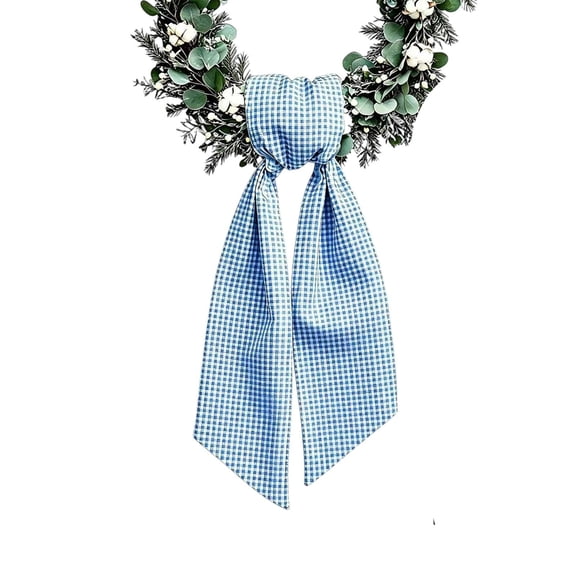 LIORAGLJ Checkered Wreath Sash Bow with Long Streamers Christmas Door Decor