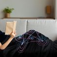 thumbnail image 3 of Pentacle Soft Flannel Fleece Throw Blanket, Line Art Style Gradient Colorful Elements of Geometry Star, Cozy Plush for Indoor and Outdoor Use, 70" x 90", Black Blue and Pink, by Ambesonne, 3 of 5