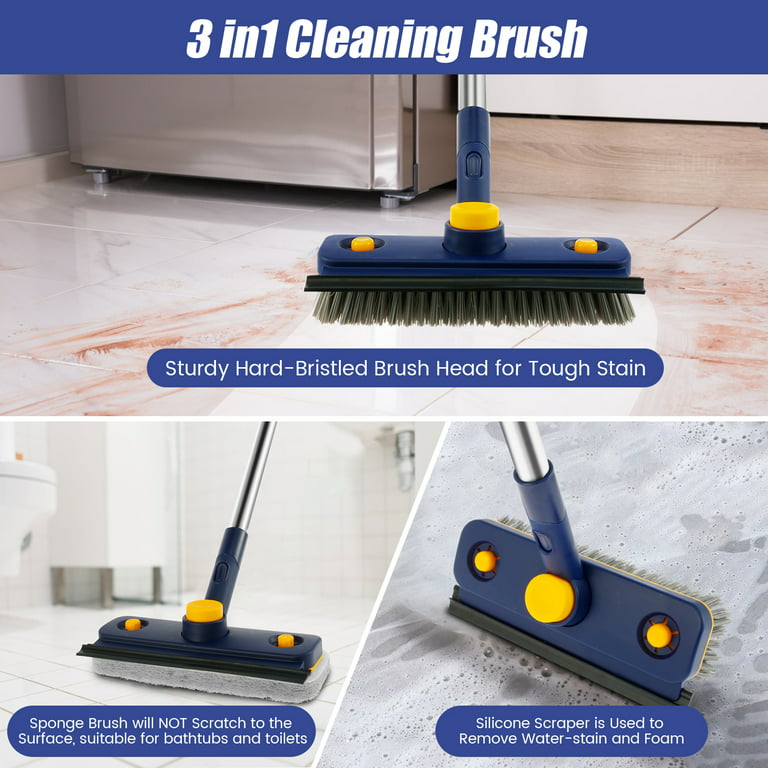 Bathroom Cleaning Brush with Wiper 3 in 1 Tiles Cleaning Brush
