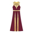 thumbnail image 3 of Alvivi Women Metallic Gold Sleeveless Praise Dance Dress Full Length Liturgical Worship Costume Burgundy M, 3 of 7