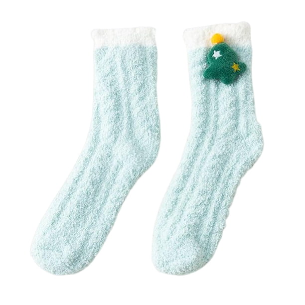 Calcetines de mujer, calcetines de forro polar, calcetines de suelo, calcetines para dormir, calcetines cálidos de invierno para Verde