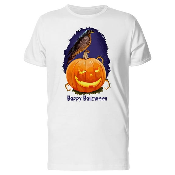 Evil Happy Halloween Pumpkin T-Shirt Men -Image by Shutterstock, Male Small