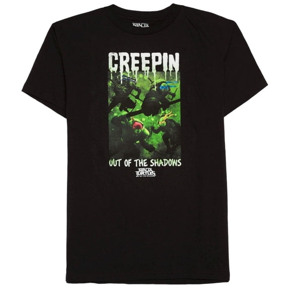 Teenage Mutant Ninja Turtles Boys Black Creepin Out Of The Shadows T-Shirt Medium