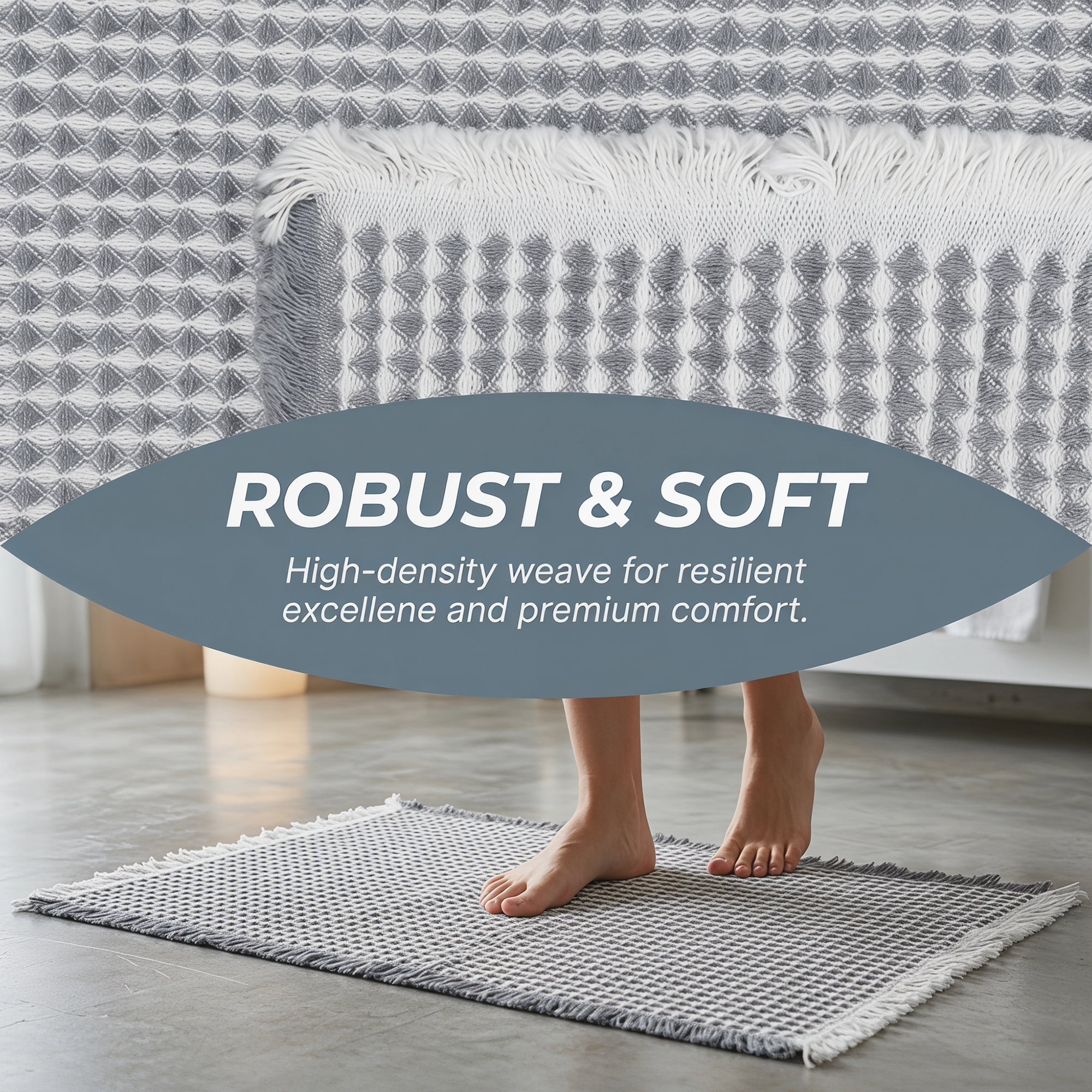 Unique Bargains Waffle Non Slip Quick Dry Machine Washable Bath Mat Grey 24" x 17"