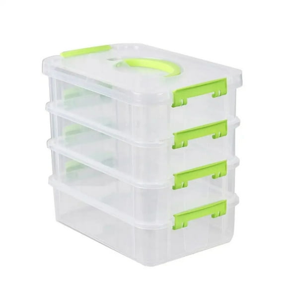 Extra Large 4-Tier Organizer Stackable Storage Box With Lid Clear Plastic Organizer Drawers Storage Box Storage Case With Handle