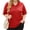 Red, variant on Short Sleeve Women's Plus Size Solid Color V-neck Casual Loose T-shirt Tops