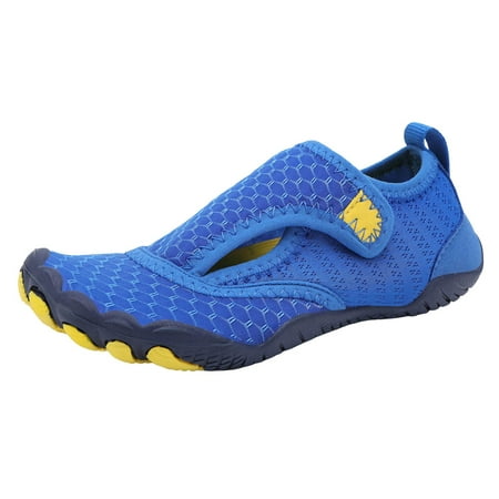 Siilsaa Running Shoes Kids Lightweight & Breathable Girls Sneakers Hook and Loop Kids Shoes Running Sneakers Blue 8-9 Years