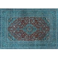 thumbnail image 1 of Ahgly Company Indoor Rectangle Medallion Light Blue Traditional Area Rugs, 7' x 10', 1 of 4