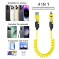 thumbnail image 4 of 4 in 1 Coiled USB C Cable -4ft-65W USB C Multi Fast Charging Cable for Phone, Laptop, Car Charger, and More, Coiled Liquid Silicone Design,2 Pack(Pink), 4 of 7
