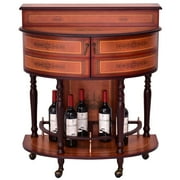 Liquor Cabinets Goplus Rolling Vintage Wine Cabinet Bar Stand Wood Storage Holder Liquor Bottle Shelf