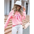 thumbnail image 6 of Women Cute Sweater Y2k Long Sleeve Crew Neck Knit Sweaters Aesthetic Pullover Top Pink S, 6 of 9