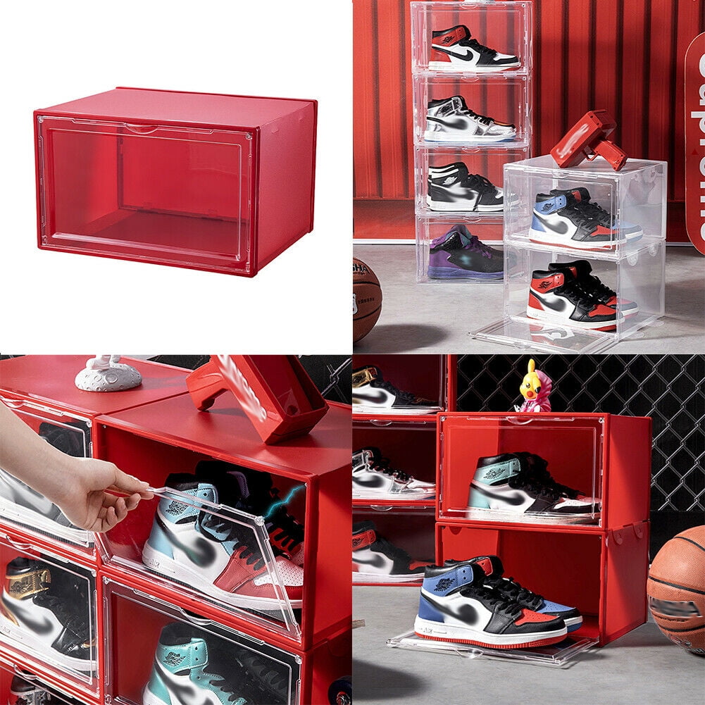 2x 4x 8x Magnetic Drop Side Shoe Box Storage Containers Sneaker Display  Cases