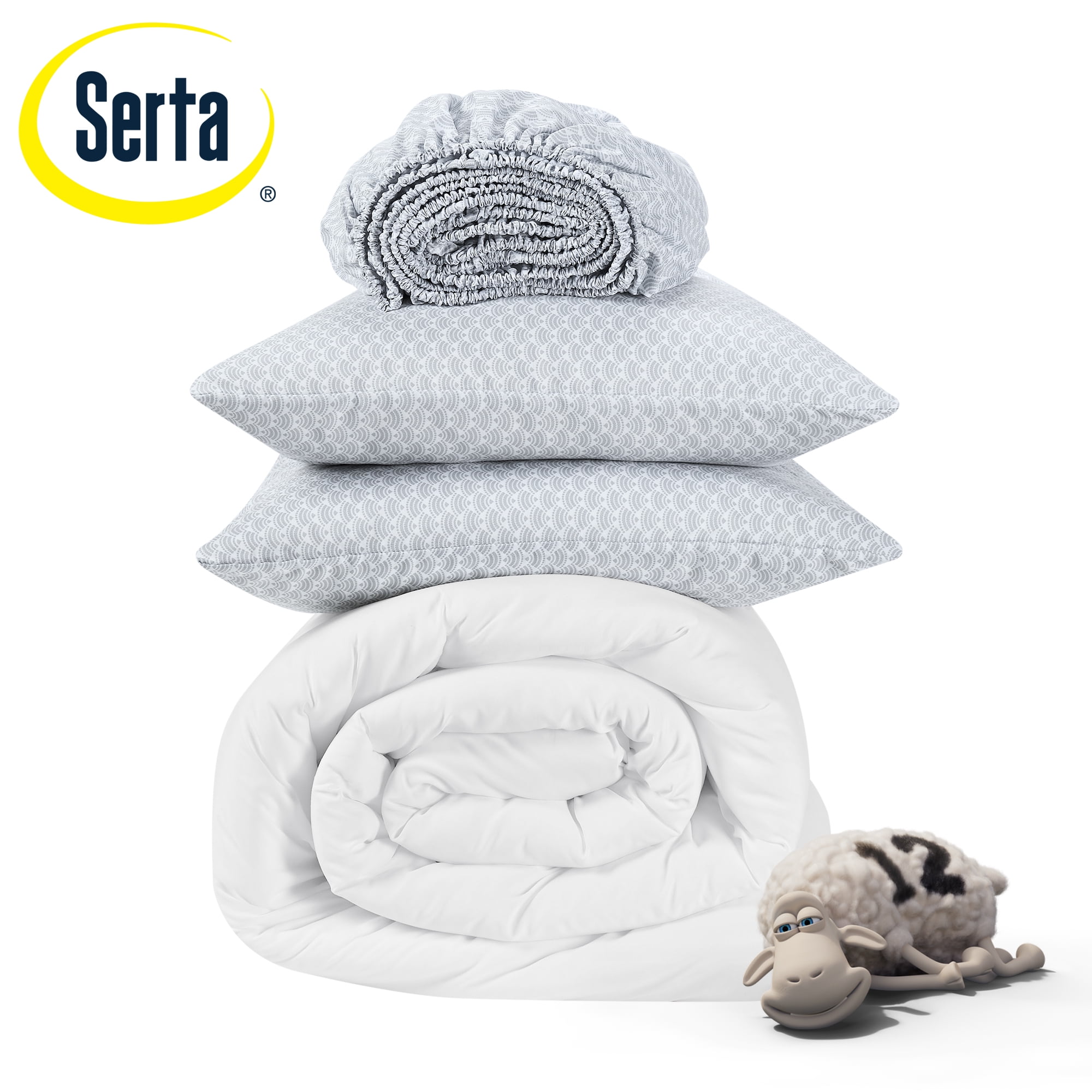 Serta Simply Clean 7-Piece Blush Pink Pleated Bed in a Bag, King