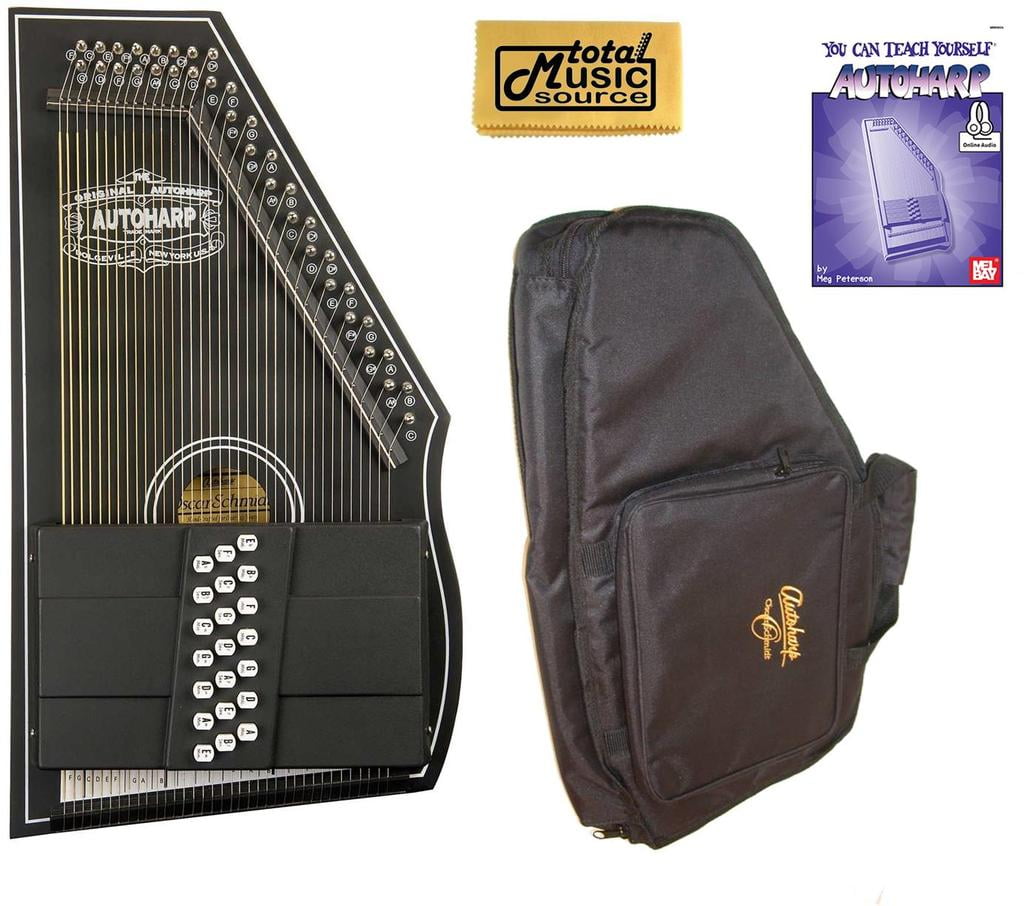Oscar Schmidt OS73CE 1930's Reissue 21 Chord Autoharp with Pickup Black Bundle, OS73CE