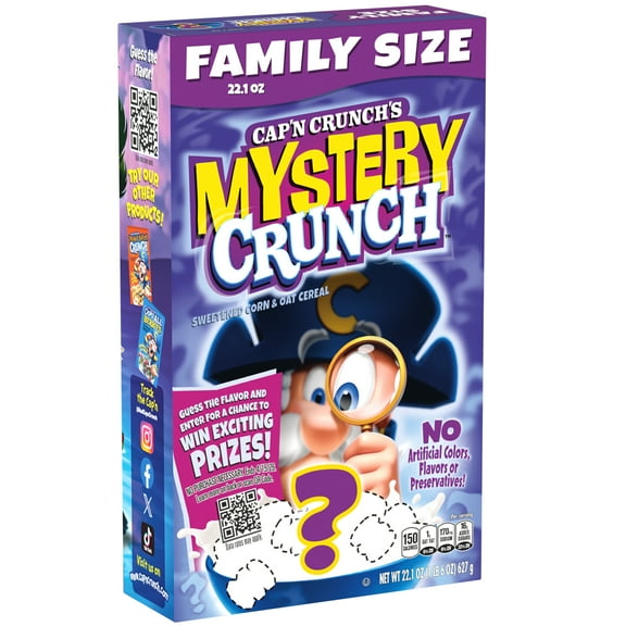 Cap'n Crunch Mystery Sweetened Corn and Oat Cereal Family Size with Crunchy Texture 22.1 oz