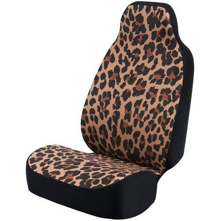 Coverking Velour Dash Cover - Coverking Universal Seat Cover Fashion Print, Ultra Suede, Natural Leopard Black Spots and Tan Background with Black Interlock Backing