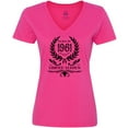 thumbnail image 3 of Inktastic Born in 1961 Limited Edition Women's V-Neck T-Shirt, 3 of 5