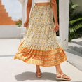 thumbnail image 6 of Women's Skirts Boho Maxi Skirt Fashion Loose Floral Printed Halter Skirt High Waist Beach Maxi Skirt, S-XL, 6 of 8