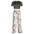 thumbnail image 4 of Aloohaidyvio Pants Sets for Women 2 Piece,Fashion Women Summer Froral Print Casual Short SLeeve Top+ Pant Set, 4 of 6