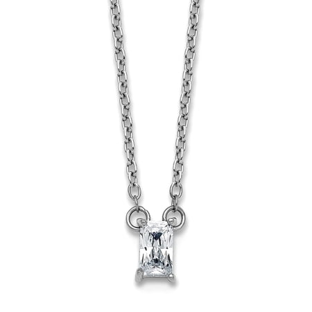 925 Sterling Silver Rhodium Plated Polished Cubic Zirconia With 1.75in Extension Necklace 16 Inch 5.8mm Wide Pendant Nec