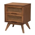 thumbnail image 4 of Bowery Hill Ash Walnut Wood 4-Piece Queen Size Bedroom Set with Rattan, 4 of 13