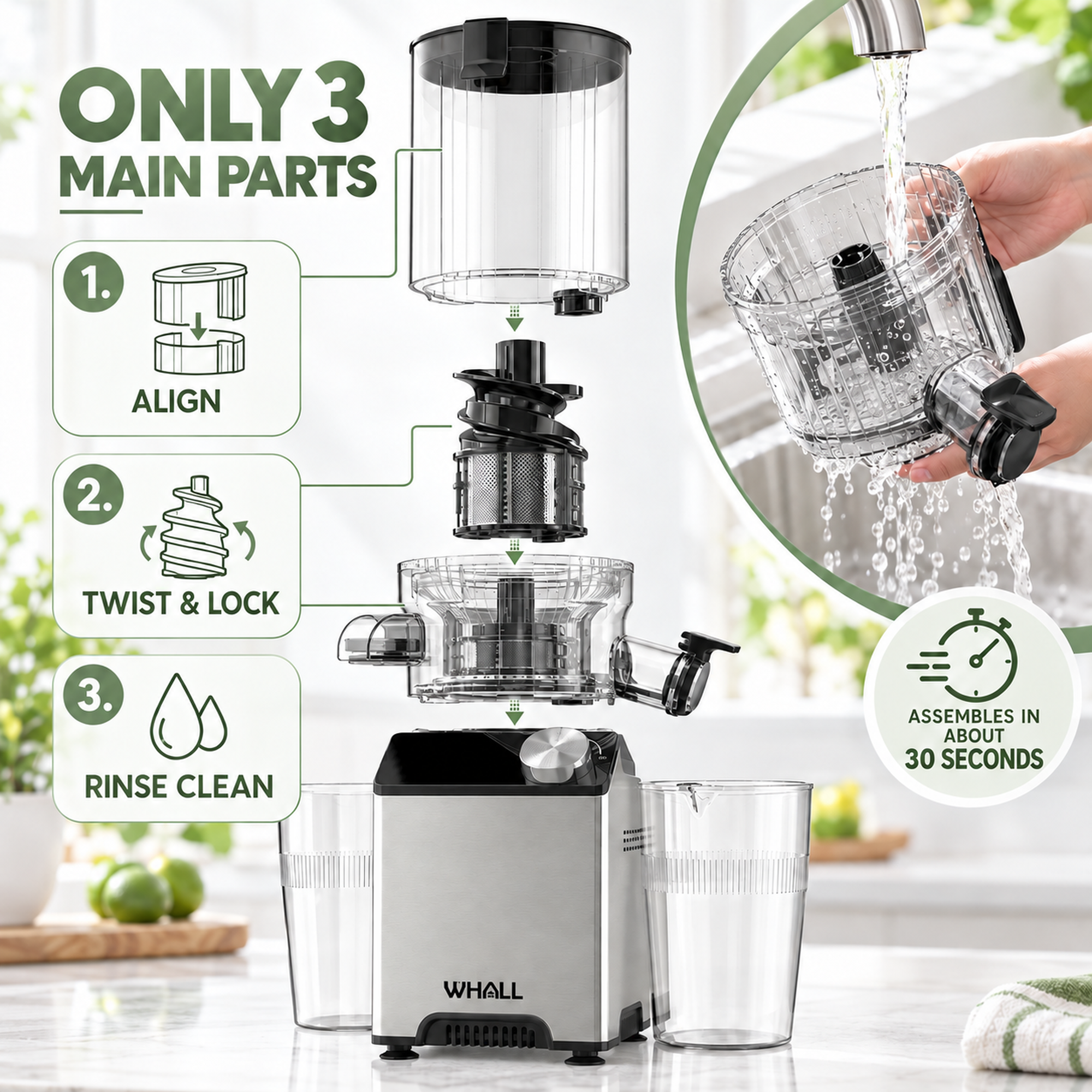WHALL Cold Press Masticating Juicer photo 6