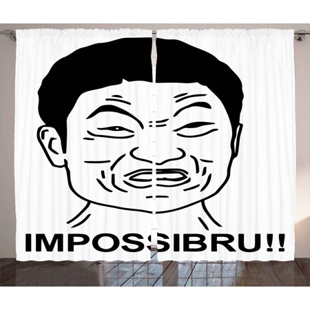 Humor Curtains 2 Panels Set Funny Impossibru Quote With Angry