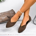 thumbnail image 3 of Women's Retro Suede Pointed Toe Ballets Flats Comfortable V Cut Loafers Lightweight Slip On Walking Dress Shoes Brown Size 9, 3 of 7