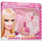 Barbie by Barbie for Kids - 4 Pc Gift Set 1.02oz EDT Spray, 0.25oz Lip Gloss, Sticker, Tutu Hair Brand