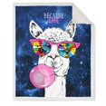 thumbnail image 2 of Cartoon Alpaca Llama Sherpa Blanket Soft Warm Print Throw Blanket for Kids Adult Office Gift 50"x60", 2 of 6